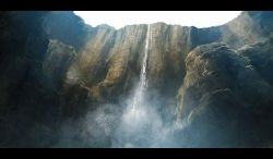 Rule 34 | air724, bad id, bad pixiv id, landscape, letterboxed, no humans, original, realistic, rock, scenery, sky, water, waterfall