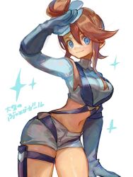 Rule 34 | blue eyes, breasts, creatures (company), game freak, large breasts, narita imomushi, nintendo, pokemon, pokemon bw, pouch, red hair, skyla (pokemon), solo, thigh pouch