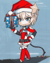 Rule 34 | 1boy, androgynous, animated, animated gif, bell, blue eyes, boots, chibi, christmas, collar, fake tail, full body, gift, gloves, hat, highleg, highleg leotard, holding, holding gift, homare nao, leotard, lilith-soft, looking to the side, lowres, male focus, neck bell, nipples, one eye closed, red leotard, santa hat, shiny clothes, shiny skin, short hair, solo, standing, tail, taimanin (series), taimanin rpgx, trap, white hair, wink