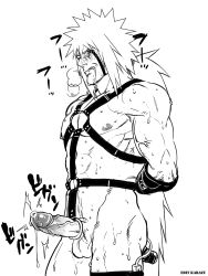 Rule 34 | 1boy, abs, anal, bara, cum, erection, highres, jiraiya (naruto), male focus, male penetrated, naruto, naruto (series), penis, restrained, sex toy, sweat, tagme, tears
