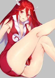 Rule 34 | 1girl, absurdres, ass, breasts, cleavage, clothes between thighs, cordelia (fire emblem), dress, fire emblem, fire emblem awakening, grey background, hair between eyes, hair ornament, highres, jurge, kneepits, long hair, looking at viewer, nintendo, open mouth, panties, pantyshot, parted lips, pegasus knight uniform (fire emblem), red eyes, red hair, short dress, simple background, sitting, small breasts, solo, thick thighs, thighs, underwear, white panties, wing hair ornament, winged hair ornament