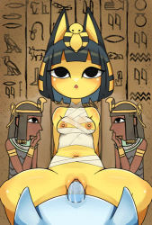 Rule 34 | 1boy, 1girl, animal crossing, animal ears, animated, ankha (animal crossing), bandages, bare shoulders, black eyes, black hair, blunt bangs, blush, bob cut, body fur, bottomless, bouncing breasts, breasts, brown background, cat ears, cat girl, clitoris, cowgirl position, crop top, erection, furry, furry female, furry male, girl on top, gluteal fold, hair ornament, hetero, hieroglyphics, indoors, looking up, looping animation, lowres, navel, nintendo, nipple slip, nipples, open mouth, penis, pingqiong xiansheng, pov, pussy, sex, shirt, short hair, sidelocks, sleeveless, sleeveless shirt, small breasts, snake hair ornament, solo focus, spread legs, stomach, straddling, straight-on, transparent, uncensored, vaginal, video, white shirt, yellow fur