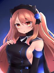 Rule 34 | 1girl, breasts, commentary request, detached sleeves, hair between eyes, hair ribbon, hairband, hand on own chest, highres, indie virtual youtuber, long hair, looking at viewer, medium breasts, neit ni sei, open mouth, orange eyes, orange hair, original, ribbon, sidelocks, solo, twintails, two side up, upper body, virtual youtuber