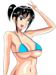 Rule 34 | bikini, black hair, breasts, giboshi matoi, highres, kochikame, large breasts, swimsuit
