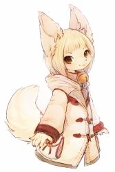 1girl blonde_hair brown_eyes dog female_focus furry furry_female highres ingi short_hair smile solo