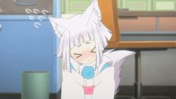 Rule 34 | &gt; &lt;, 10s, :&lt;, animal ears, animated, animated gif, blush, child, closed eyes, kon (tokyo ravens), lowres, screencap, tail, tail wagging, tokyo ravens, white hair