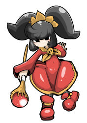 Rule 34 | 1girl, ashley (warioware), black eyes, black pantyhose, blush, closed mouth, covered navel, dress, female focus, flat chest, full body, hairband, highres, holding, holding staff, light blush, long sleeves, looking down, medium hair, neckerchief, nintendo, orange hairband, orange neckerchief, outstretched arm, pantyhose, red dress, red footwear, shoes, simple background, skull, solo, staff, standing, standing on one leg, swept bangs, tazonotanbo, twintails, warioware, white background