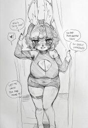 Rule 34 | 1girl, breasts, comic, female focus, large breasts, lineart, rabbit girl, renocoffee