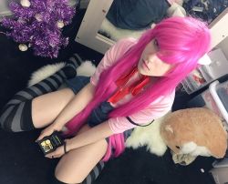 Rule 34 | cosplay, dutch angle, elfen lied, horns, lana rain, looking at viewer, lucy (elfen lied), lucy (elfen lied) (cosplay), monster girl, music box, photo (medium), self-upload, thighhighs