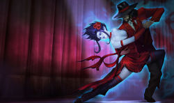 Rule 34 | dancing, dress, evelynn (league of legends), evelynn (old), flower, formal, league of legends, red theme, rose, suit, tango, tango evelynn, tango twisted fate, twisted fate