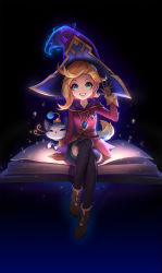 Rule 34 | 2girls, alternate costume, arcanist zoe, boots, cat, hat, heterochromia, highres, kezi, league of legends, lips, long hair, multiple girls, sitting, solo, thighhighs, very long hair, witch hat, yuumi (league of legends), zoe (league of legends)