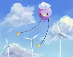 Rule 34 | . ., bad id, bad tumblr id, blue sky, celry, cloud, cloudy sky, creature, creatures (company), day, drifloon, floating, full body, game freak, gen 4 pokemon, nintendo, no humans, pokemon, pokemon (creature), pokemon dppt, sky, solo, valley windworks, windmill