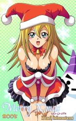 Rule 34 | 00s, 1girl, 2005, alternate costume, bell, breasts, card, card (medium), christmas, cleavage, dark magician, dark magician girl, dress, duel monster, hat, large breasts, official art, santa costume, solo, yu-gi-oh!, yu-gi-oh! duel monsters