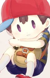 Rule 34 | 1boy, backpack, bag, black hair, hat, male focus, mother (game), ness (mother 2), nintendo, short hair, solo