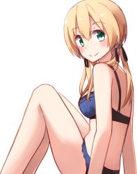 Rule 34 | 10s, 1girl, bad id, bad pixiv id, bare arms, bare legs, bare shoulders, blonde hair, blush, breasts, green eyes, hair between eyes, highres, kantai collection, kapatarou, long hair, low twintails, medium breasts, prinz eugen (kancolle), smile, solo, twintails, underwear, underwear only