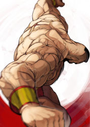 Rule 34 | 1boy, beard, bracer, capcom, clenched hands, facial hair, gameplay mechanics, head down, highres, lariat, male focus, mohawk, muscular, nishiide kengorou, scar, topless male, short shorts, shorts, solo, spinning, street fighter, thick thighs, thighs, veins, wrestler, zangief