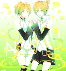 Rule 34 | 1boy, 1girl, bad id, bad pixiv id, blonde hair, brother and sister, hair ornament, hair ribbon, hairclip, headphones, headset, highres, kagamine len, kagamine len (append), kagamine rin, kagamine rin (append), mono (recall), ribbon, siblings, thighhighs, twins, vocaloid, vocaloid append