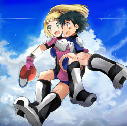 Rule 34 | 1boy, 1girl, ash ketchum, black hair, blonde hair, carrying, carrying person, creatures (company), game freak, green eyes, hat, holding, holding clothes, holding hat, kuriyama, lillie (pokemon), nintendo, open mouth, pokemon, pokemon (anime), pokemon sm, pokemon sm (anime), ponytail, tagme, ultra guardians