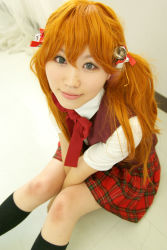 Rule 34 | asa waka, cosplay, kagurazaka asuna, mahou sensei negima!, orange hair, photo (medium), pleated skirt, school uniform, serafuku, skirt, vest