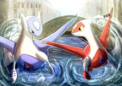 Rule 34 | blush, claws, closed mouth, creatures (company), flying, game freak, gen 3 pokemon, latias, latios, legendary pokemon, nintendo, pokemon, pokemon (creature), red eyes, water, wings, yayazato, yellow eyes