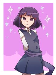 Rule 34 | 10s, 1girl, avery (little witch academia), bad id, bad pixiv id, belt, little witch academia, purple eyes, short hair, smile, solo