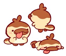 Rule 34 | animal focus, blush, chibi, closed eyes, from behind, grindzone, original, platypus, simple background, sleeping, smile, stain, tongue, tongue out