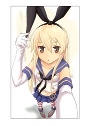 Rule 34 | 10s, 1girl, absurdres, anchor hair ornament, animal ears, black neckerchief, blonde hair, boots, breasts, brown eyes, chestnut mouth, commentary request, elbow gloves, eyebrows, fake animal ears, from above, gloves, hair between eyes, hair ornament, hand on headwear, highres, inoue kousei, kantai collection, long hair, looking at viewer, midriff, navel, neckerchief, open mouth, outstretched arm, pleated skirt, pov, rabbit ears, reaching, reaching towards viewer, sailor collar, sailor shirt, selfie, shimakaze (kancolle), shirt, sidelocks, sketch, skirt, sleeveless, sleeveless shirt, small breasts, solo, striped clothes, striped legwear, striped thighhighs, thighhighs, white background, white gloves