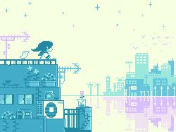 Rule 34 | 1girl, air conditioner, animated, animated gif, bird, building, flower, jellyfish, lowres, monochrome, on roof, original, pectorals, pixel art, plant, potted plant, railing, reflection, toyoi yuuta, water, wind turbine, windmill, window