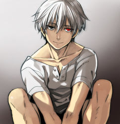 Rule 34 | 10s, 1boy, gradient background, kaneki ken, looking at viewer, male focus, naughty face, pov, silver hair, smile, solo, tagme, tokyo ghoul