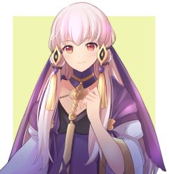 Rule 34 | 1girl, closed mouth, dress, fire emblem, fire emblem: three houses, hair ornament, highres, long hair, lysithea von ordelia, nintendo, pimi (ringsea21), pink eyes, simple background, smile, solo, upper body, white hair