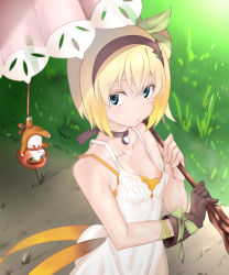 Rule 34 | 10s, 1girl, black neckwear, blonde hair, blue eyes, breasts, edna (tales), looking at viewer, md5 mismatch, nipple slip, nipples, normin (tales), serakoutarou, small breasts, solo, tales of (series), tales of zestiria
