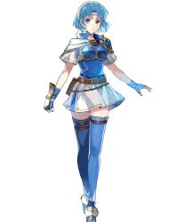 Rule 34 | 1girl, armor, belt, belt pouch, blue eyes, blue footwear, blue hair, boots, breastplate, clenched hand, closed mouth, fingerless gloves, fire emblem, fire emblem: the binding blade, fire emblem heroes, full body, gloves, highres, looking at viewer, miniskirt, nintendo, pouch, serious, short hair, short sleeves, shoulder armor, skirt, solo, standing, thea (fire emblem), thigh boots, thighhighs, tobi (kotetsu), transparent background, zettai ryouiki