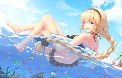 Rule 34 | 2018, 2girls, ahoge, bare legs, bare shoulders, barefoot, beach, beach umbrella, bikini, bird, black bikini, blonde hair, blue eyes, braid, breasts, chibi, chibi inset, cloud, cloudy sky, dated, day, dutch angle, fate/grand order, fate (series), fish, floral print, from behind, from below, hairband, highres, in water, innertube, jeanne d&#039;arc alter (swimsuit berserker) (fate), jeanne d&#039;arc (fate), jeanne d&#039;arc (ruler) (fate), jeanne d&#039;arc (swimsuit archer) (fate), jeanne d&#039;arc (swimsuit archer) (first ascension) (fate), jeanne d&#039;arc alter (fate), jeanne d&#039;arc alter (swimsuit berserker) (fate), lens flare, lifebuoy, long hair, looking at viewer, looking back, medium breasts, multiple girls, ocean, open mouth, palm tree, partially submerged, partially underwater shot, shenhai (2556146833), signature, single braid, sky, smile, submerged, swim ring, swimsuit, teeth, tree, umbrella, underwater, very long hair, wet, wet clothes, wet hair, wet swimsuit