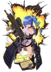 Rule 34 | 1girl, 20mm grenade, 20x30mm grenade, 20x30mm lv p k168, absurdres, airburst grenade launcher, ammunition, assault rifle, bandaid, belt, belt boots, bikini, bikini under clothes, black bikini, black choker, black footwear, black gloves, blouse, blue hair, blue shorts, bolt-action grenade launcher, bolt action, boot straps, boots, breasts, buckle, bullpup, burst fire gun, burst fire rifle, cable, cannon cartridge, carbine, choker, clothes pin, clothes writing, coat, commentary, computerized scope, cooler, cross-laced footwear, daewoo k11, dummy round, earrings, explosion, explosive, fingerless gloves, full body, girls&#039; frontline, gloves, grenade, grenade cartridge, grenade launcher, grey coat, gun, hair between eyes, hazard symbol, head tilt, highres, holding, holding gun, holding weapon, id card, jewelry, k11 (girls&#039; frontline), knee boots, lace-up boots, large-caliber cartridge, leather choker, long coat, long hair, long shirt, long sleeves, mari0ball, medium breasts, messy hair, multi-weapon, multimeter, multiple-barrel firearm, multiple straps, name tag, off shoulder, open clothes, open coat, open fly, open shirt, parted lips, pouch, precision-guided firearm, purple eyes, radiation symbol, rifle, scope, see-through, shells, shirt, short-barreled rifle, short shorts, shorts, side ponytail, sidelocks, sight (weapon), single earring, single fingerless glove, smart grenade, smart scope, solo, standing, subsonic ammunition, swimsuit, telescopic sight, thermal weapon sight, thigh strap, thighs, tongue, tongue out, transparent background, trench coat, underbarrel assault rifle, underbarrel rifle, weapon, white background, white shirt