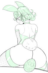 Rule 34 | 1girl, absurdres, ass, back, rabbit tail, easter, from behind, highres, looking at viewer, looking back, one-punch man, sitting, sketch, solo, tail, tatsumaki