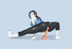 Rule 34 | 1girl, ass, brown hair, buttjob, grinding, huge ass, looking back, nikuyoku (benji-buttn), nintendo, ponytail, rubbing, wii fit, wii fit trainer, wii fit trainer (female)