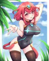 Rule 34 | breasts, celischo, large breasts, pyra (pro swimmer) (xenoblade), pyra (xenoblade), red eyes, red hair, solo, xenoblade chronicles (series), xenoblade chronicles 2