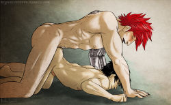 Rule 34 | 2boys, abs, anal, ass, black hair, eustass kid, male focus, male penetrated, monkey d. luffy, mucle, multiple boys, nude, one piece, pectorals, red hair, scar, short hair, size difference, yaoi
