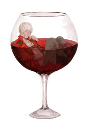Rule 34 | 1boy, alcohol, blue eyes, capcom, corss d, cup, dante (devil may cry), devil may cry, devil may cry (series), devil may cry 3, drinking glass, highres, jacket, male focus, red jacket, solo, what, white hair, wine, wine glass