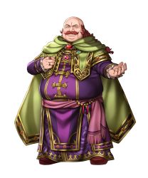 Rule 34 | 1boy, bald, cape, facial hair, fat, fat man, fire emblem, fire emblem: radiant dawn, fire emblem heroes, full body, gem, grey eyes, highres, jewelry, long hair, male focus, mustache, nintendo, official art, oliver (fire emblem), red hair, ring, solo, transparent background