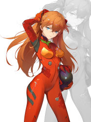 Rule 34 | 1girl, absurdres, artist request, blue eyes, bodysuit, breasts, brown hair, curvy, hair between eyes, hair ornament, helmet, highres, holding, holding helmet, huajiangjiangjiademao, lips, long hair, looking at viewer, neon genesis evangelion, pilot suit, plugsuit, rebuild of evangelion, red bodysuit, shiny clothes, shiny skin, skin tight, solo, souryuu asuka langley, standing, twintails, two side up, very long hair, wide hips