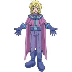 Rule 34 | belt, blonde hair, blue eyes, cape, digimon, digimon story: lost evolution, gloves, highres, kernel (digimon), looking at viewer, official art, short hair
