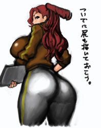 Rule 34 | 1girl, 66head, ass, bad id, bad pixiv id, breasts, brown eyes, from behind, heroman, huge breasts, looking back, red hair, skin tight, solo, vera collins