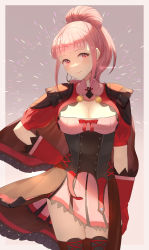 Rule 34 | 1girl, absurdres, blush, breasts, cleavage, dress, female focus, fire emblem, fire emblem: three houses, fire emblem warriors: three hopes, gloves, highres, hilda valentine goneril, large breasts, long hair, long sleeves, looking at viewer, matching hair/eyes, nintendo, official alternate costume, official alternate hairstyle, parupome, pink eyes, pink hair, red gloves, simple background, smile, solo, twintails