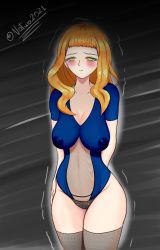 Rule 34 | 1girl, absurdres, babydoll, black clover, blush, breasts, closed mouth, green eyes, heart, heart-shaped pupils, highres, inverted nipples, large breasts, long hair, mimosa vermillion, natwo2021, orange hair, panties, pantyhose, symbol-shaped pupils, tagme, underwear