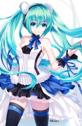 Rule 34 | 10s, 1girl, 2015, 7th dragon, 7th dragon (series), 7th dragon 2020, aqua eyes, aqua hair, artist name, bad id, bad pixiv id, breasts, felicia-val, gradient background, hatsune miku, highres, long hair, looking at viewer, skirt, smile, solo, thighhighs, twintails, very long hair, vocaloid
