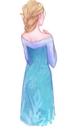Rule 34 | 1girl, a-ka, blonde hair, braid, elsa (frozen), frozen (disney), hair over shoulder, simple background, single braid, solo