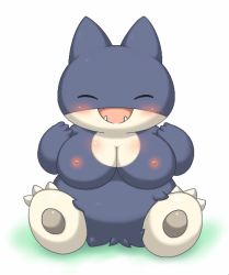 Rule 34 | blush, breasts, creatures (company), driver000, closed eyes, fang, fangs, game freak, gen 4 pokemon, happy, large breasts, munchlax, nintendo, nipples, open mouth, pokemon, pokemon (creature)