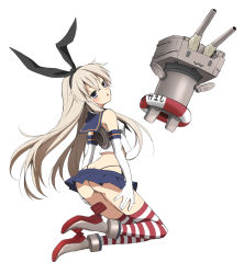 Rule 34 | 10s, 1girl, ass, bad id, bad pixiv id, blonde hair, blue eyes, butt crack, gloves, hairband, highres, innertube, kantai collection, long hair, rensouhou-chan, seeen, shimakaze (kancolle), striped clothes, striped thighhighs, swim ring, thighhighs, uniform
