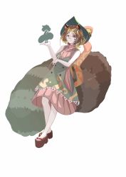 Rule 34 | 1girl, :3, animal ears, apron, brown eyes, commission, dress, flip-flops, full body, futatsuiwa mamizou, gajumaru09, glasses, green apron, highres, leaf, leaf on head, looking at viewer, pink dress, raccoon ears, raccoon girl, raccoon tail, sandals, second-party source, short hair, simple background, sleeveless, sleeveless dress, smile, solo, tail, toes, touhou, white background